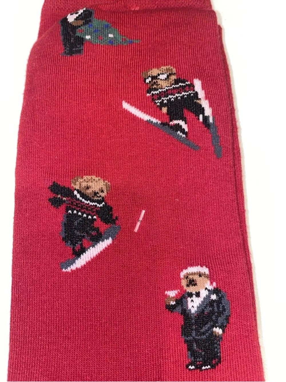 Polo by Ralph Lauren Red Novelty Bear Motif Dress Socks